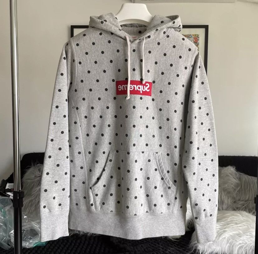 Supreme polka dot hoodie grey deals