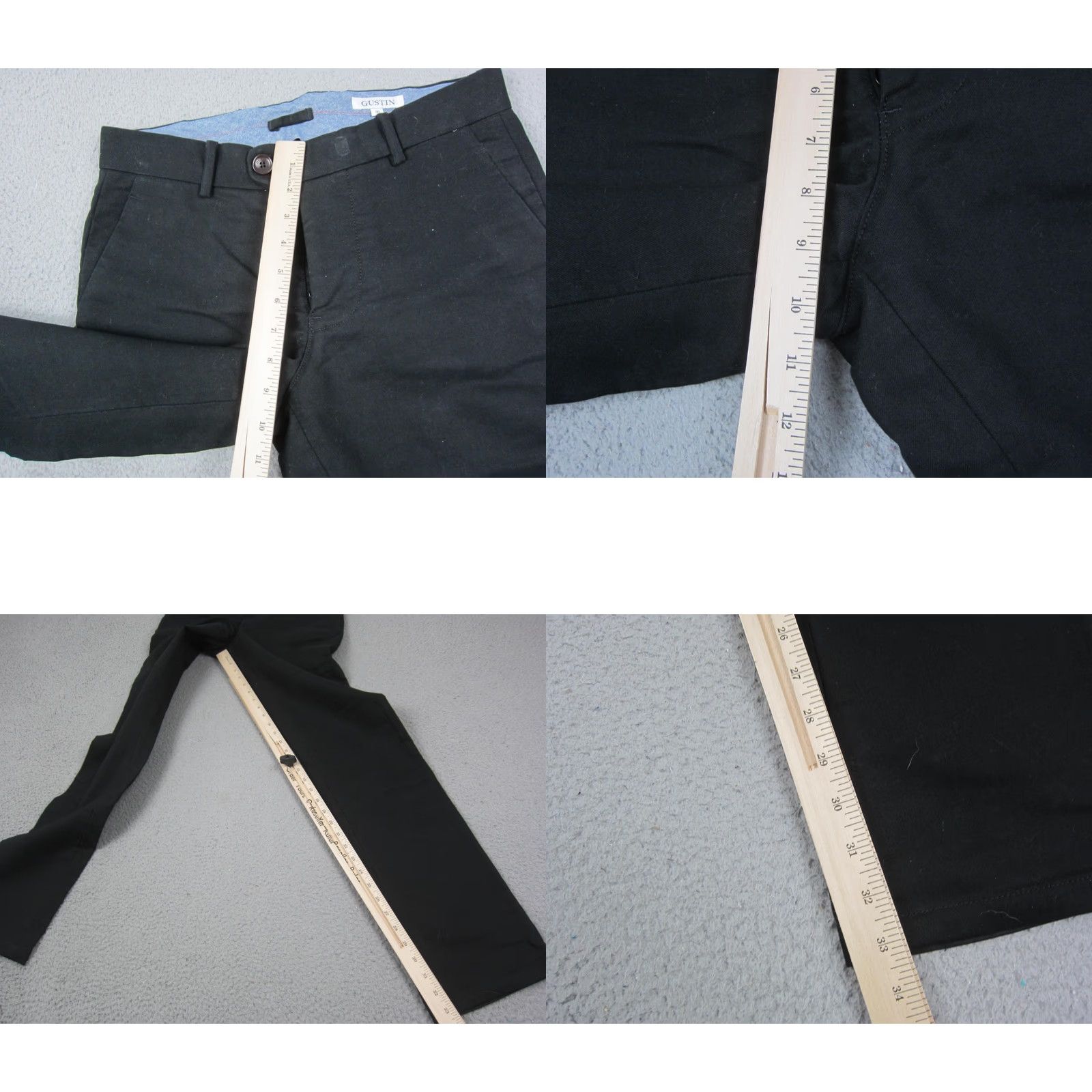 Gustin Gustin Pants Mens 31 Black Slim Straight Chino Button Fly Made in USA Size US 31 - 9 Thumbnail