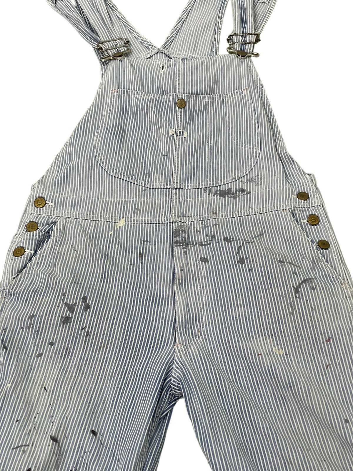 Edwin Hickory Overalls Vtg 90s Edwin Japan Paint Splashed 7🟦3 Size US 35 - 8 Thumbnail