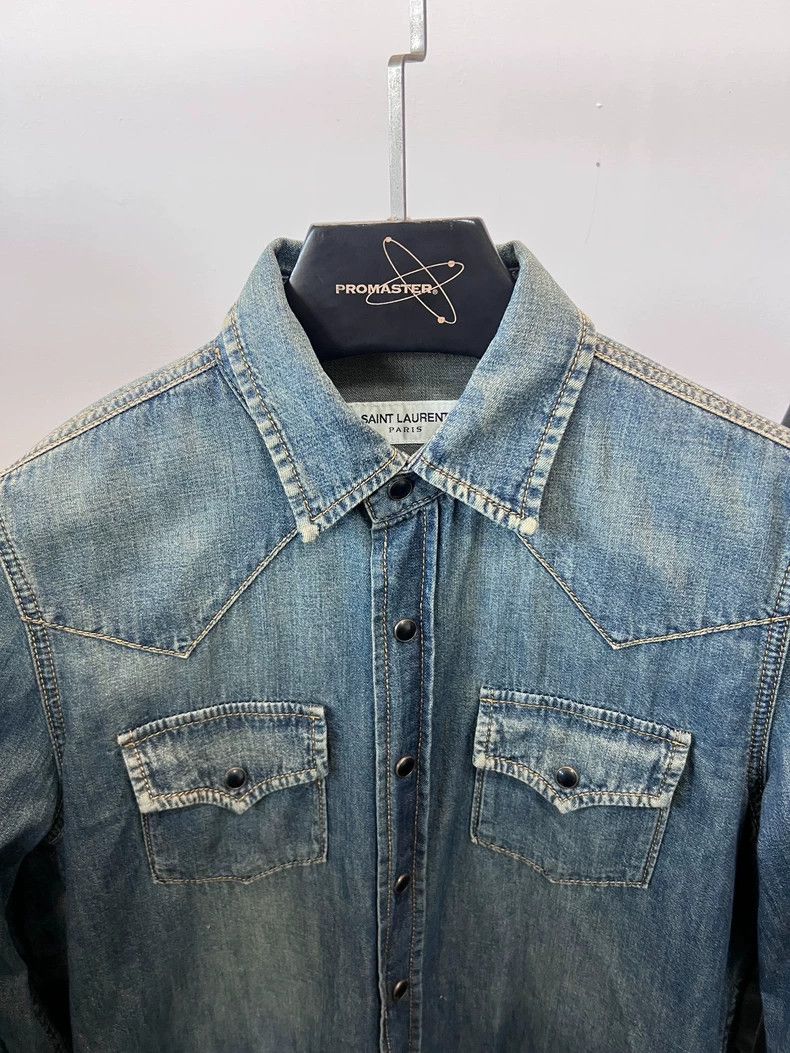 Saint Laurent Paris Saint Laurent Paris Washed Blue Cat Eye Jacket Size US M / EU 48-50 / 2 - 3 Thumbnail