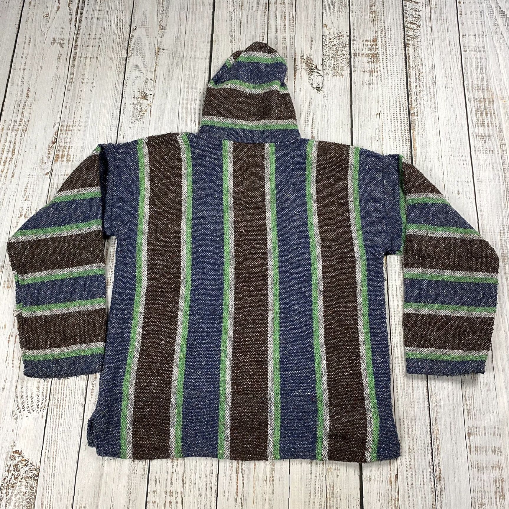Vintage VINTAGE Stocus Striped Baja Pullover Hoodie XL Blue Brown Green 90s Men Size US XL / EU 56 / 4 - 4 Thumbnail