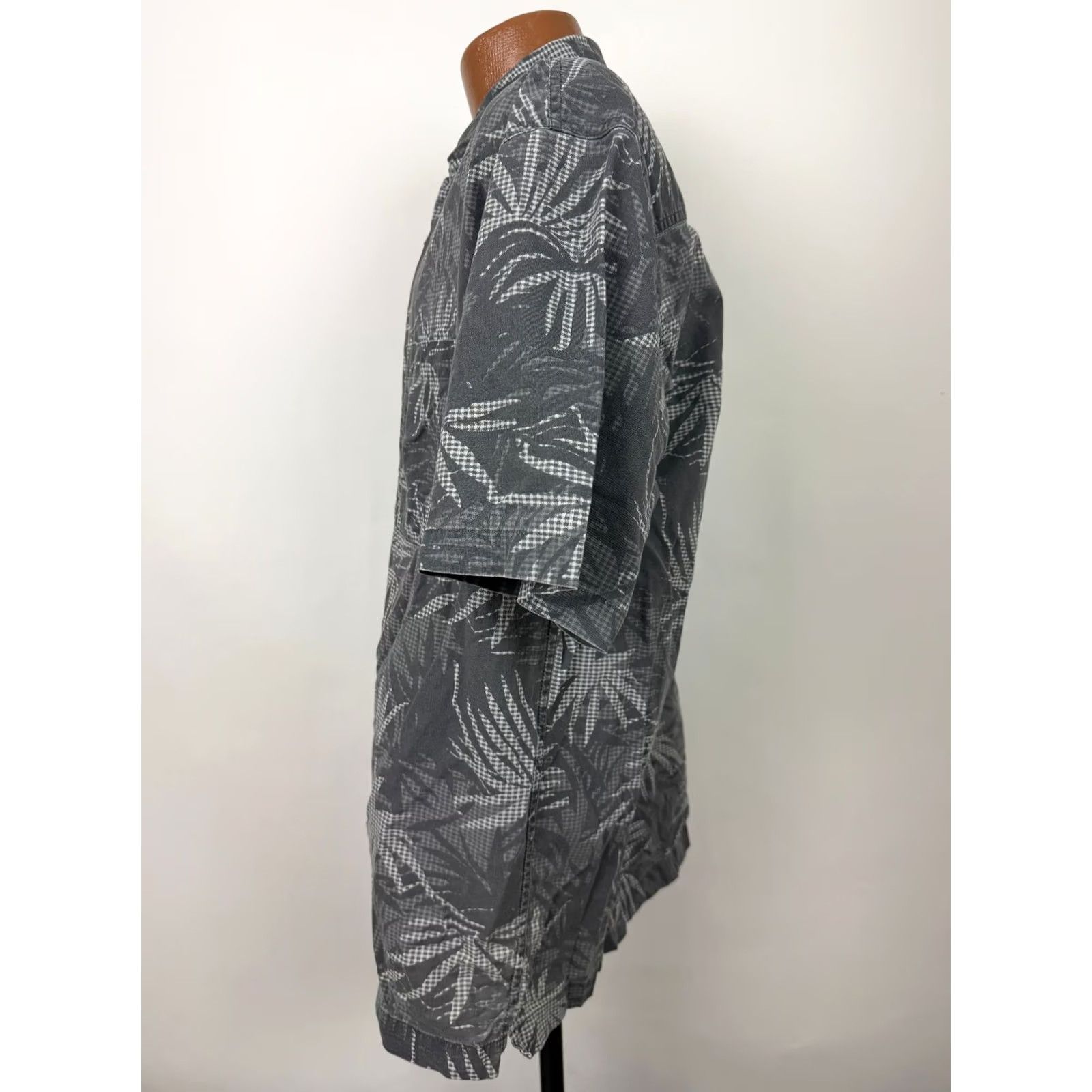 Faded Glory VINTAGE 90s Faded Glory Shirt Men L Hawaiian Palm Leaf Gray Cotton Short Sleeve Button-Up Size US L / EU 52-54 / 3 - 6 Thumbnail