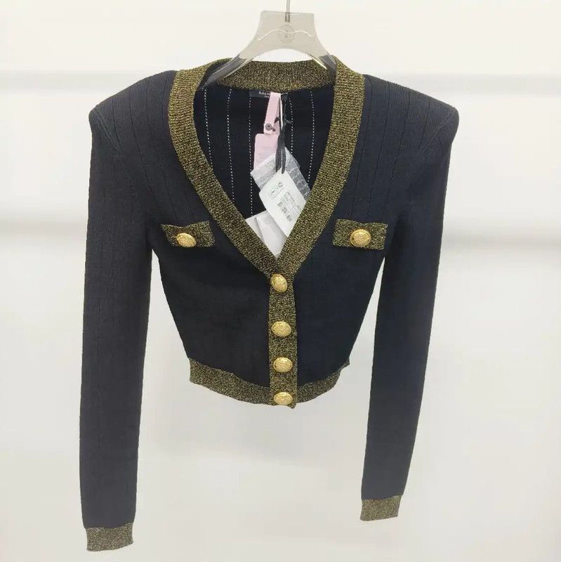 Balmain Balmain Black Women’s Cardigan with Golden Accents 0089 Size S / US 4 / IT 40 - 1 Thumbnail