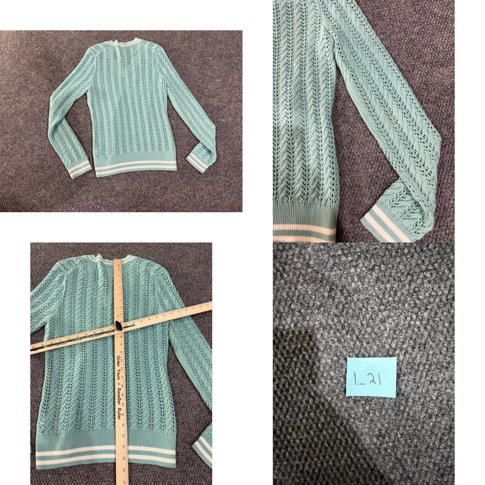 Brooks Brothers Brooks Brothers Sweater Womens M Blue Cable-Knit V-Neck Preppy Pullover Knit Cotton Regular Sleeve Long Size M / US 6-8 / IT 42-44 - 8 Thumbnail