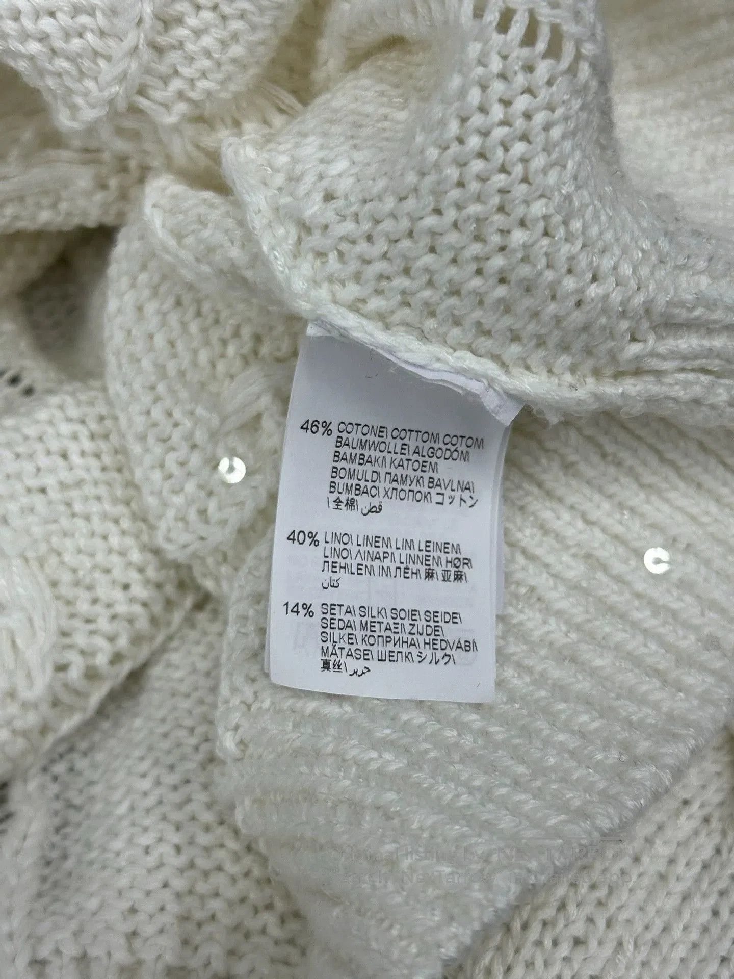 Brunello Cucinelli Brunello Cucinelli White Sequin V-Neck Sweater. Size US L / EU 52-54 / 3 - 6 Thumbnail