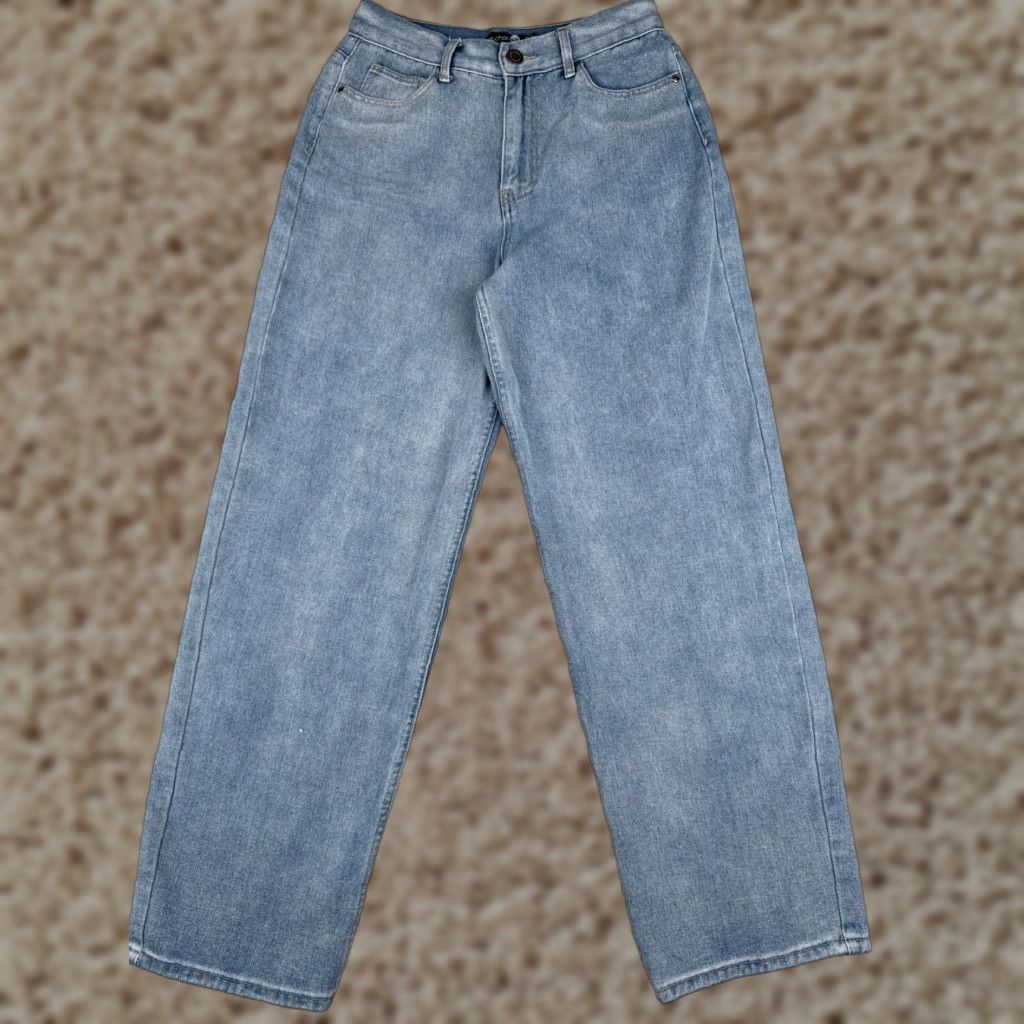 Boohoo Boohoo Women's 8 Blue High Rise Wide Leg Jeans 28x32 Denim Flared Distressed Size 30" / US 8 / IT 44 - 1 Thumbnail