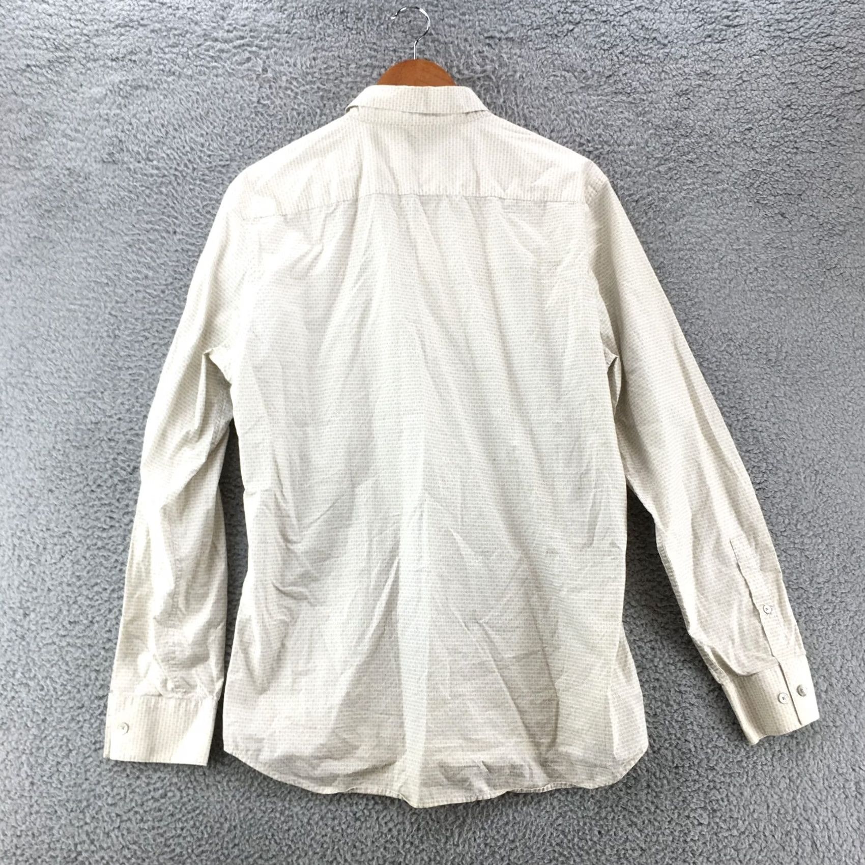 Calvin Klein Calvin Klein Dress Shirt Mens Large Beige Slim Fit Button Up Long Sleeve Cotton Size 42R - 7 Thumbnail