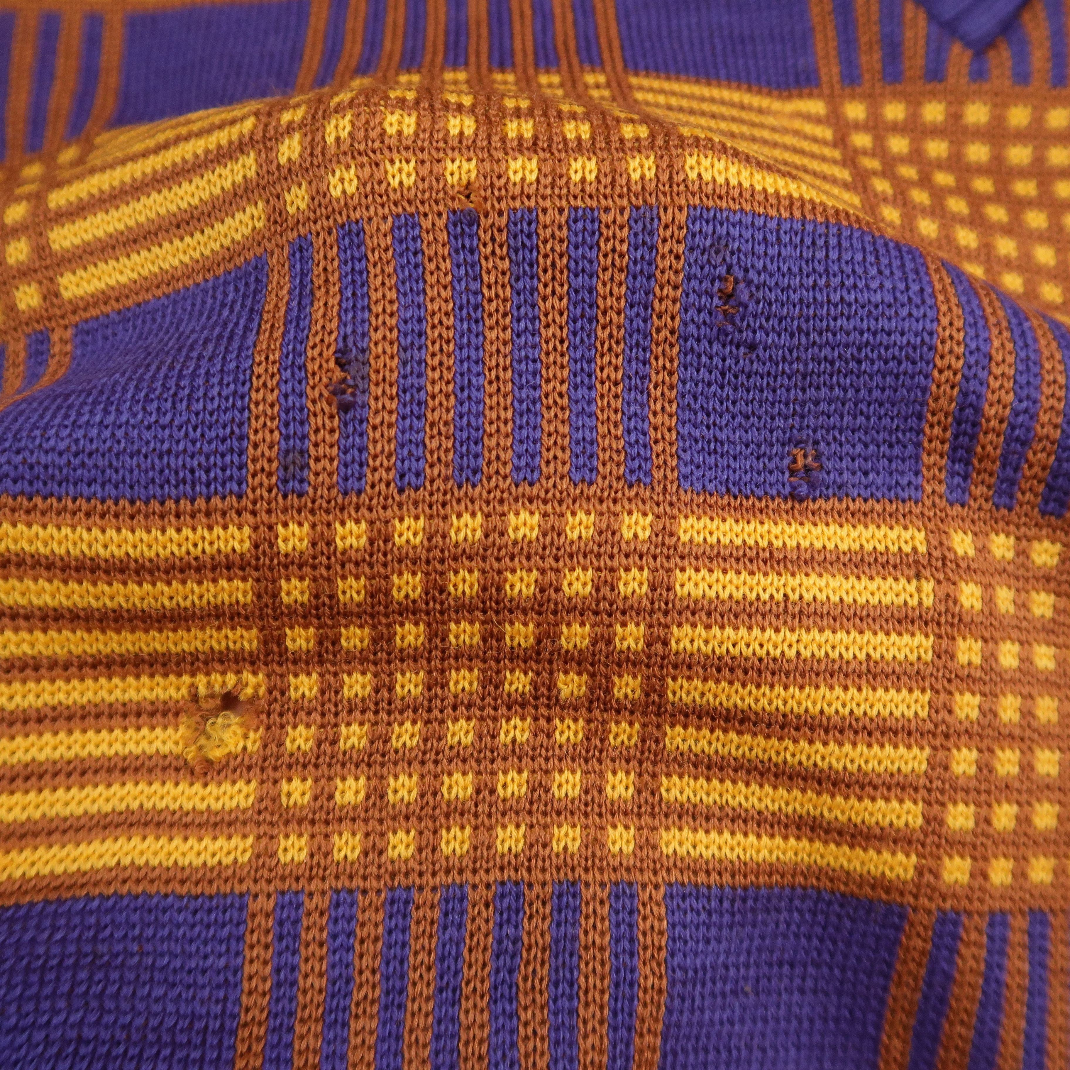 Christian Dior Monsieur Christian Dior Psychedelic Plaid Distressed Knit Sweater Size US S / EU 44-46 / 1 - 12 Thumbnail