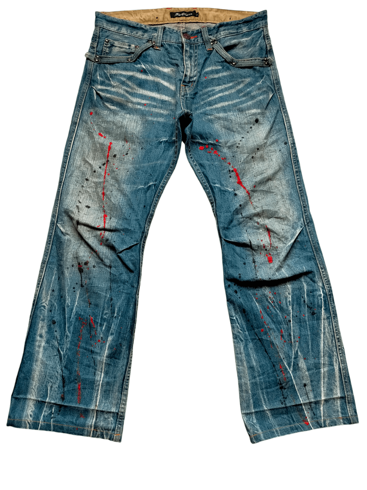Hysteric Glamour × Japanese Brand Flare Jeans Root Three Acid Wash Painted Boot cut denim Size US 32 / EU 48 - 1 Thumbnail