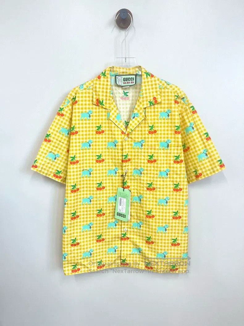 Gucci Gucci Co-branded yellow plaid cherry lamb logo short-sleev Size US M / EU 48-50 / 2 - 1 Thumbnail