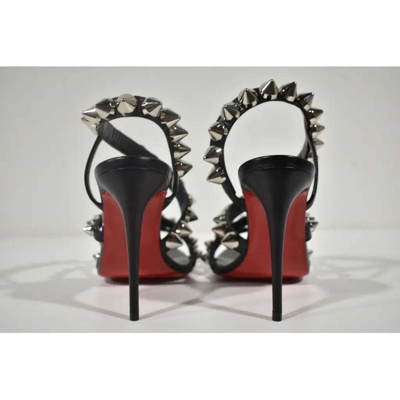 Christian Louboutin Spikita Strap 100 Black Spike Strappy Sandal Heel Pump 35 Size US 5 / IT 35 - 11 Thumbnail
