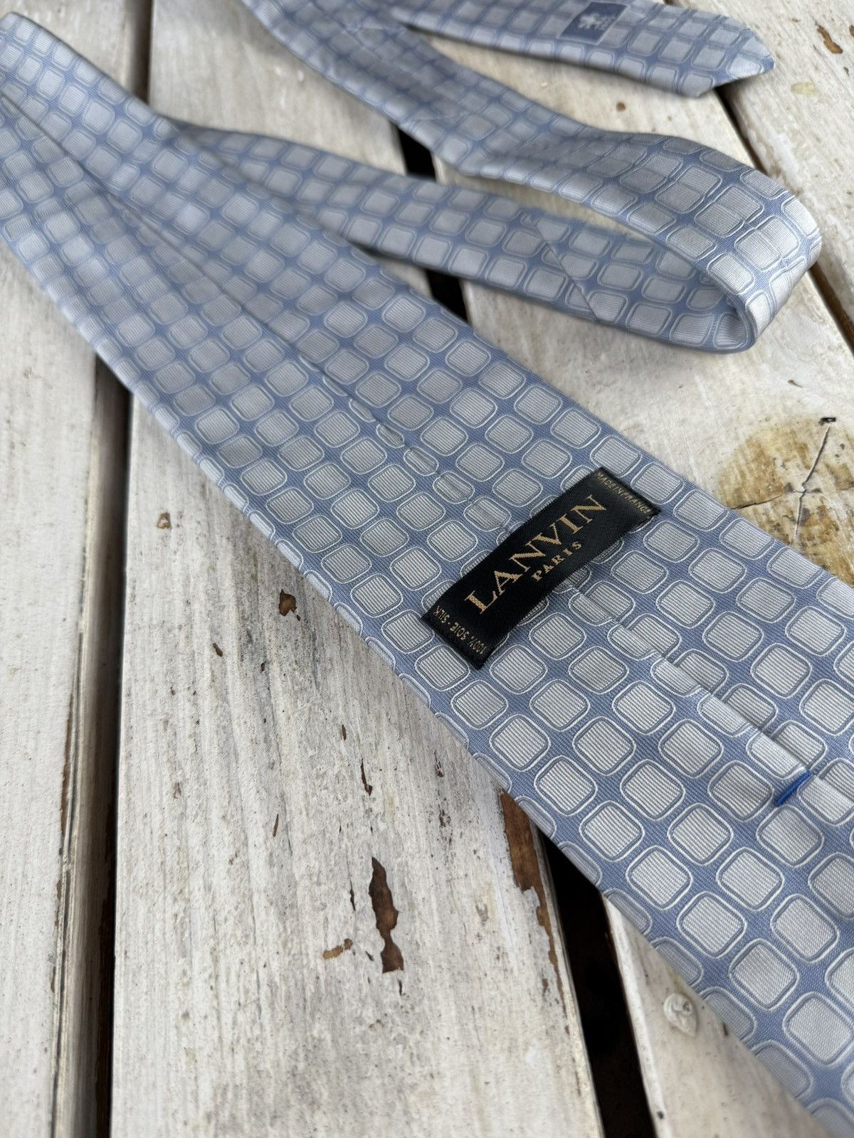 Designer × Lanvin Lanvin Paris Tie Red Silk Geometric Pattern Made in France Size ONE SIZE - 6 Thumbnail