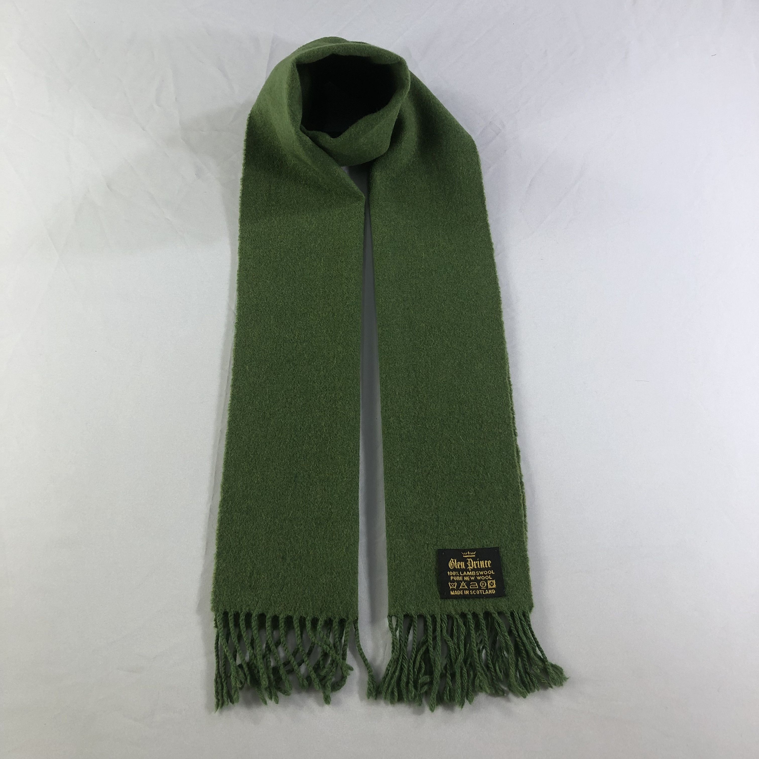 Vintage Glen Prince Plain Green Wool Scarf Muffler V1528 Size ONE SIZE - 1 Thumbnail