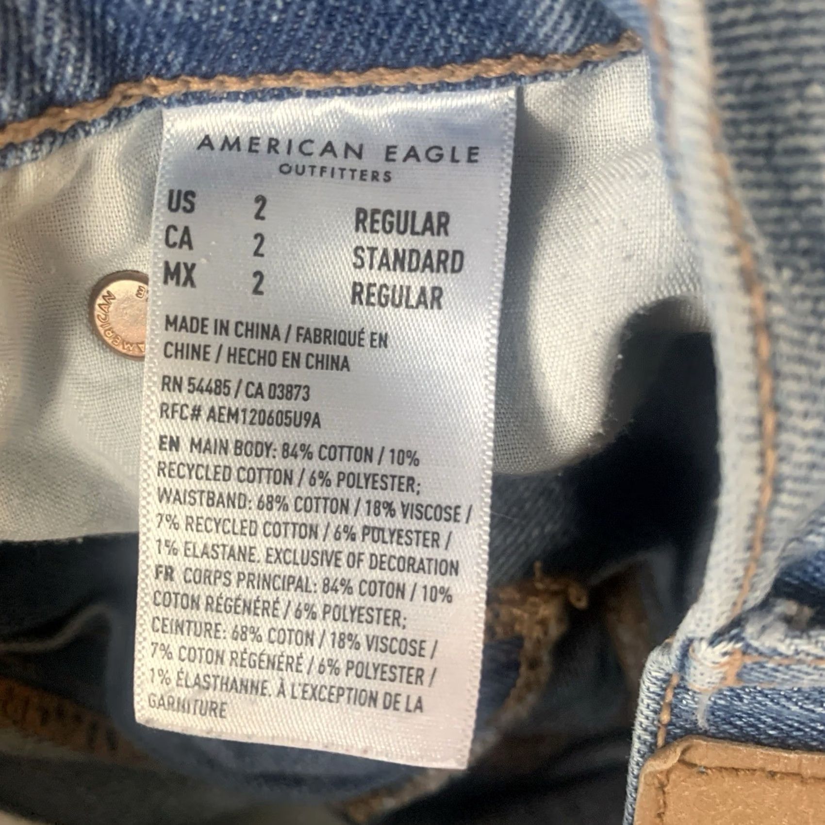American Eagle Outfitters VINTAGE American Eagle Jeans Womens 2 Blue Baggy Straight Distressed Boho Y2K Grunge Size 26" / US 2 / IT 38 - 4 Thumbnail