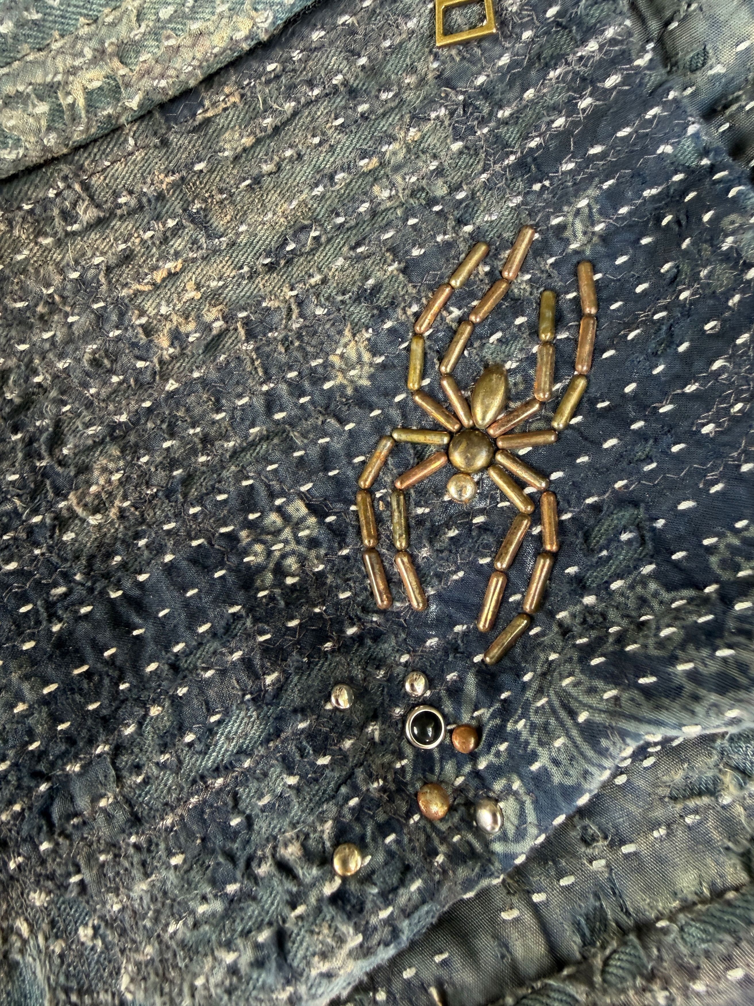 Japanese Brand BORO SASHIKO Studded Spider Web Backpack 🕷️🕸️ Size ONE SIZE - 5 Thumbnail