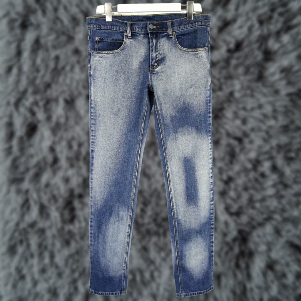 Cheap Monday Cheap Monday Jeans Men Slim Zip Low Bleach Print W34/L34 Faded Blue Denim Slim Fit Distressed No Pattern Casual Blue Jeans Size US 34 / EU 50 - 1 Thumbnail