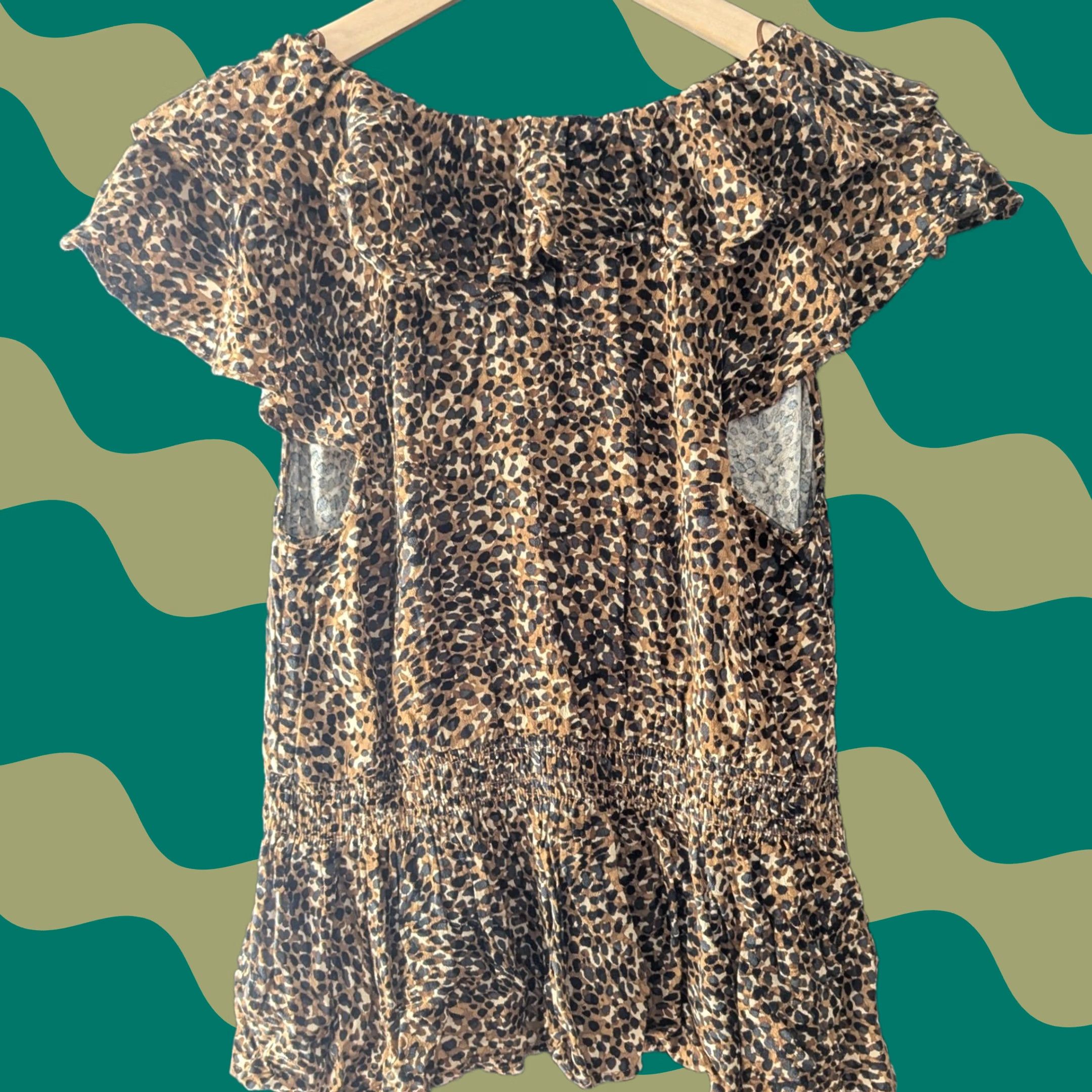 Old Navy Old Navy Womens Leopard Print Peplum Top Ruffle V-Neck Smocked Waist Womens M Size M / US 6-8 / IT 42-44 - 1 Thumbnail