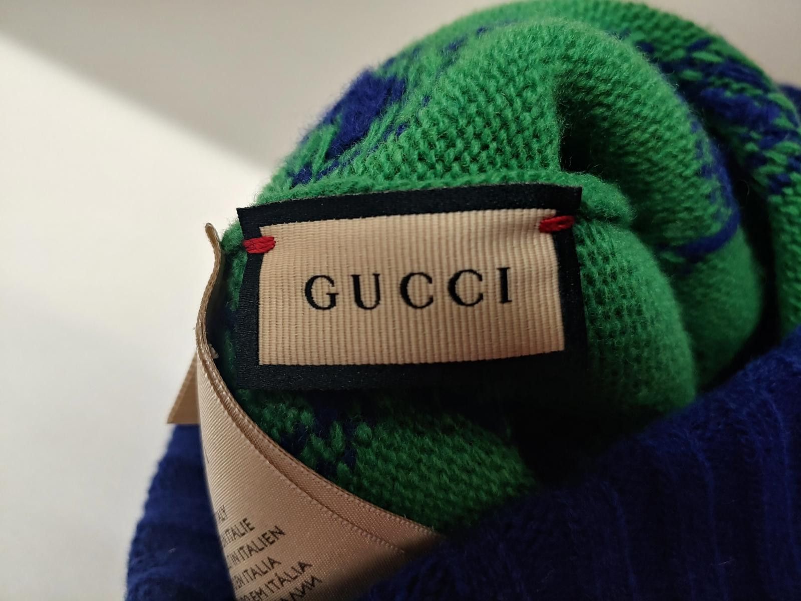 Gucci Gucci GG Knit Wool Beanie in Green/Blue Size ONE SIZE - 4 Thumbnail