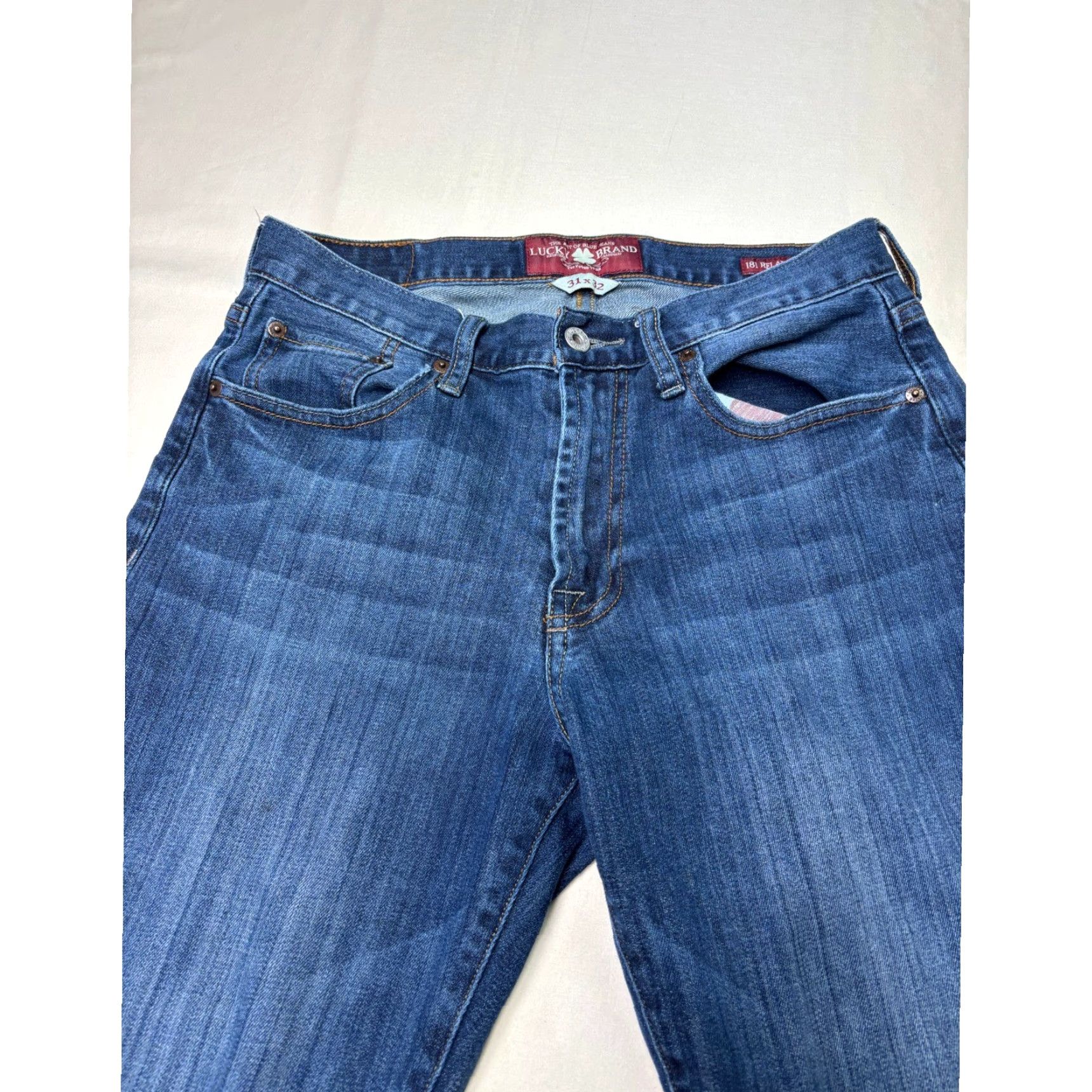 Lucky Brand Lucky Brand 181 Relaxed Straight Jeans Blue Denim 31x32 Medium Wash Mens Jeans Size US 31 - 2 Thumbnail