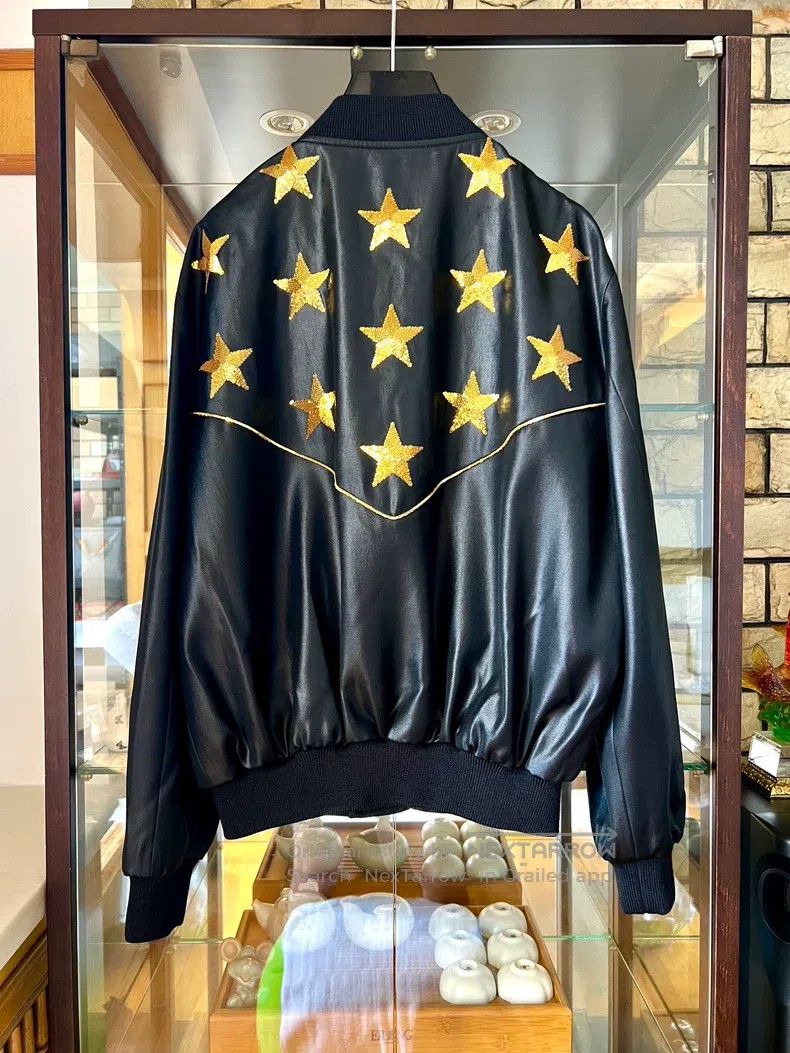 Celine CELINE Black Wax Star Scale Spikes Baseball Jacket, Outerw Size US S / EU 44-46 / 1 - 3 Thumbnail