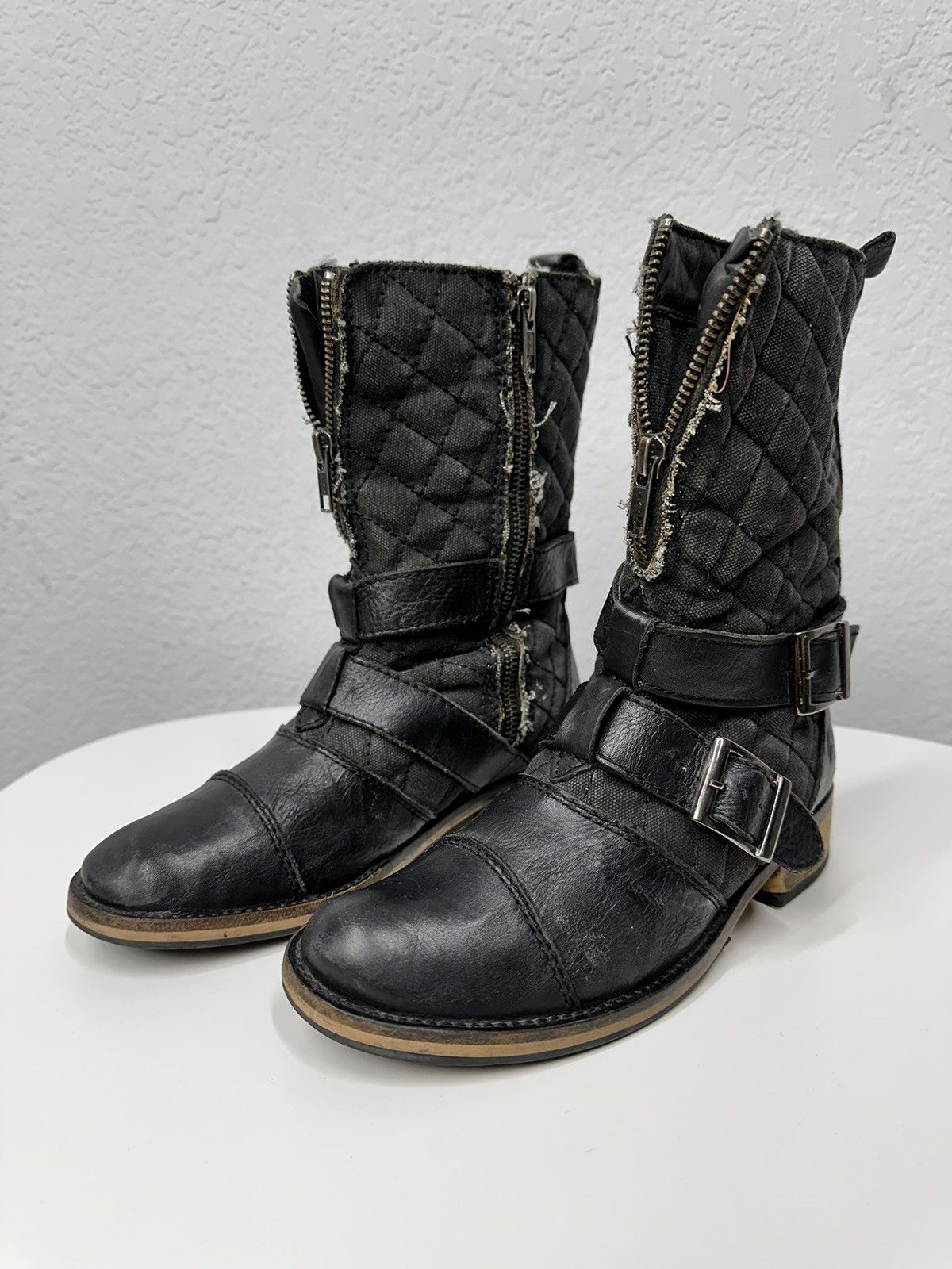 A.S.98 Heidi Slimane Black Moto Boots belted Leather vintage Size US 8 / IT 38 - 5 Thumbnail