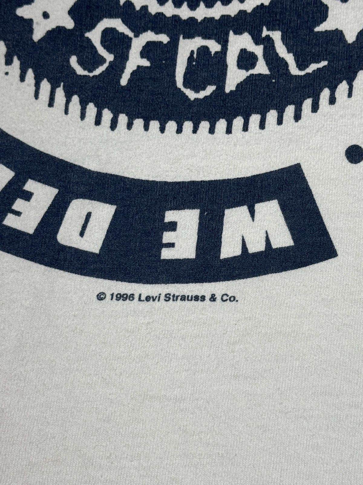 Levi's Vintage Clothing Vintage 90s Levi’s Strauss Denim We Demand The Best T Shirt Size US L / EU 52-54 / 3 - 3 Thumbnail