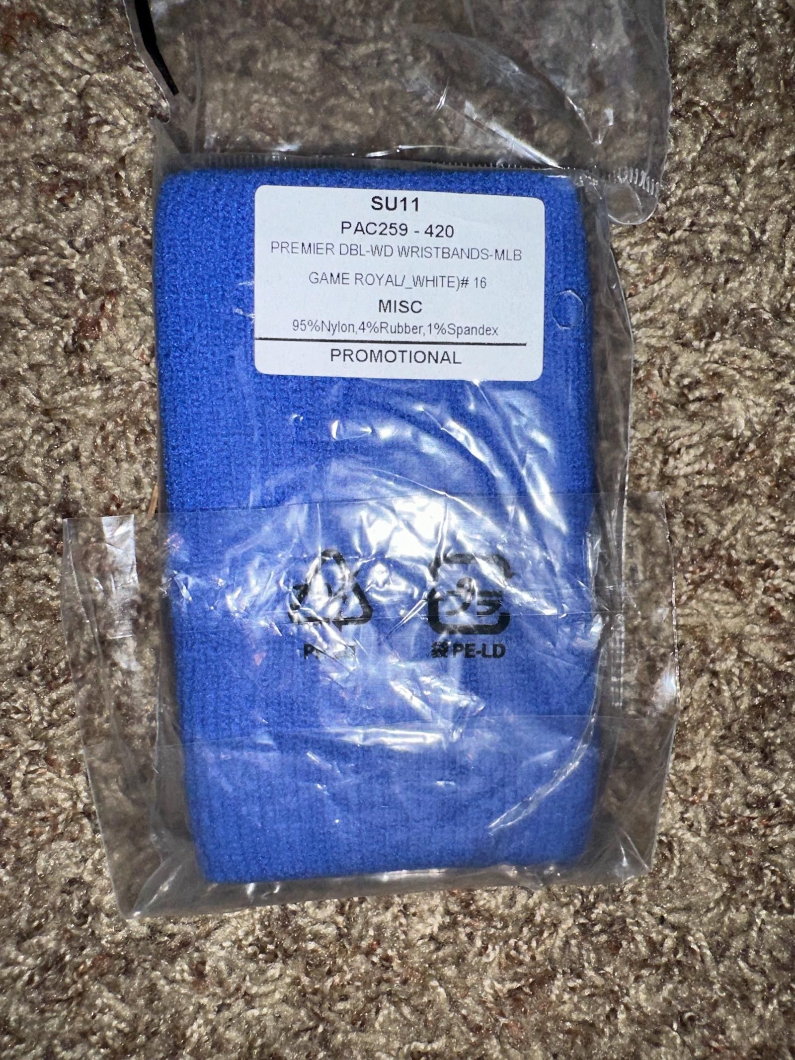 Nike Nike Premier Double Wide MLB #16 Blue Wristbands Sample 2011 Size ONE SIZE - 3 Thumbnail