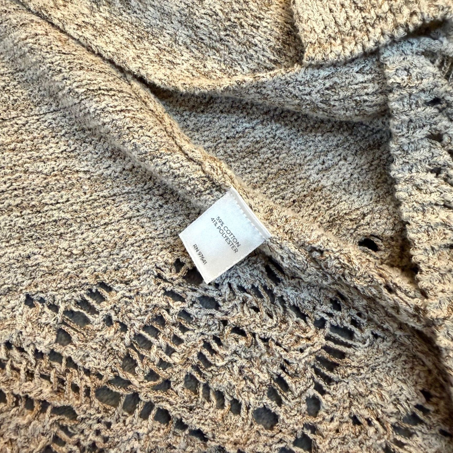 J. Jill VINTAGE J Jill Cardigan Knit Open Front Womens XL Gray Geometric Crochet Marbled Lace Open-Knit Lightweight Casual Fall Spring Womens Size XL / US 12-14 / IT 48-50 - 5 Thumbnail
