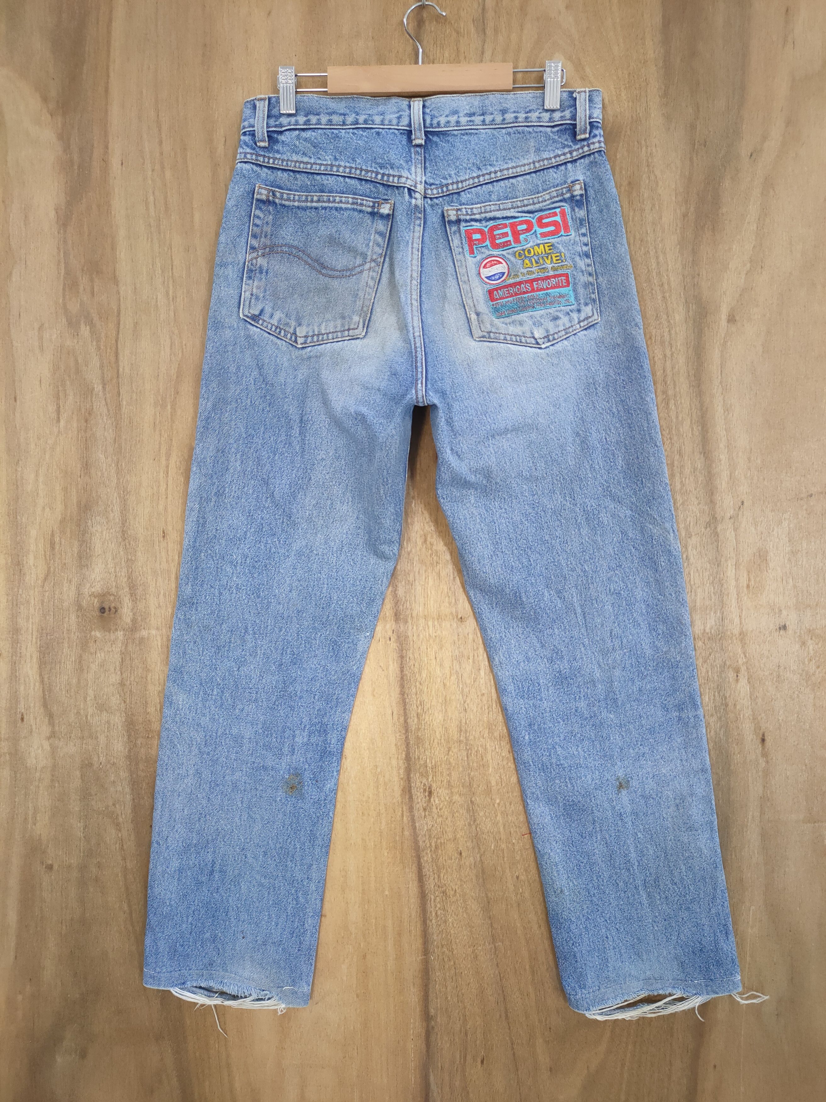 Pepsi 30×29 💥 VINTAGE PEPSI FADED DISTRESSED JEANS PANTS Size US 30 / EU 46 - 8 Thumbnail