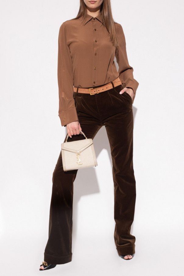 Saint Laurent Paris o1s1wg111024 Flare Pants In Velvet in Brown Size 26" / US 2 / IT 38 - 2 Thumbnail