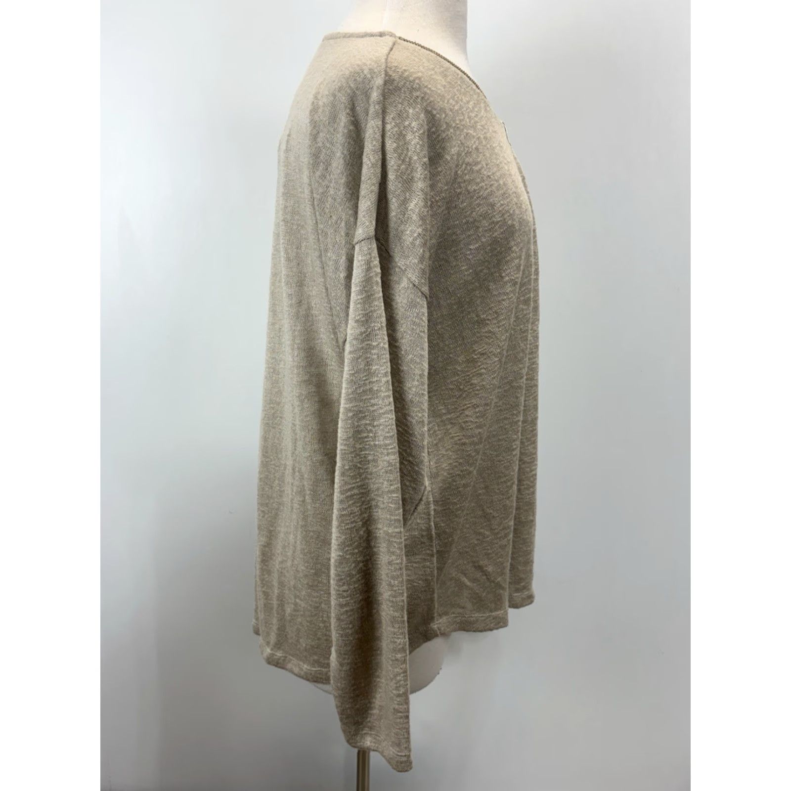 Soft Surroundings NEW! Soft Surroundings Stone Valentina Zip Slub Jersey Knit Sweater Sz 1X Plus Size XL / US 12-14 / IT 48-50 - 4 Thumbnail