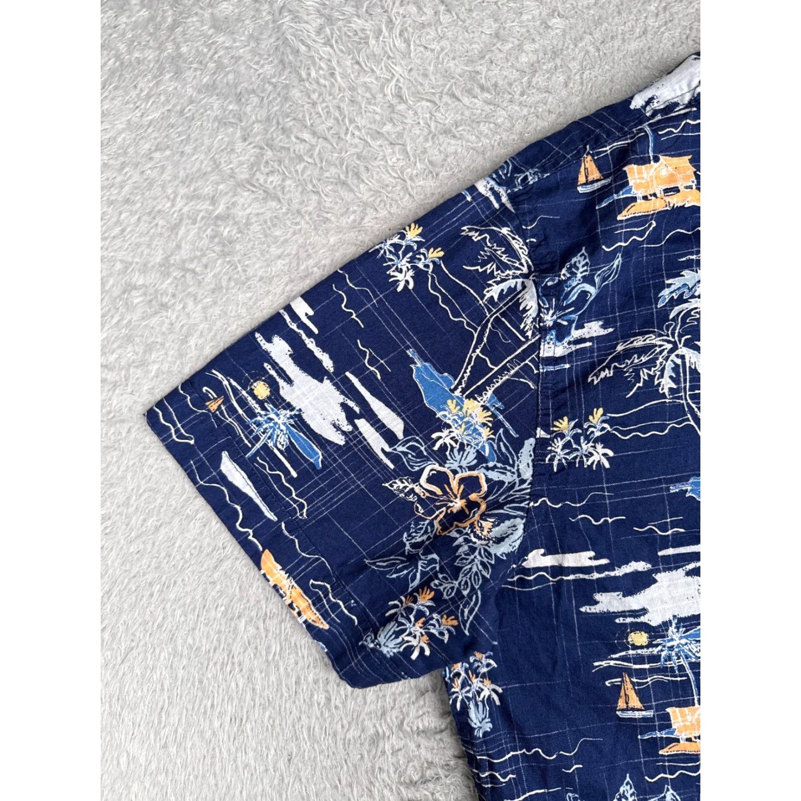 Izod VINTAGE IZOD Saltwater Shirt Men XL Blue Floral Palm Button Up Cotton Hawaiian Size US XL / EU 56 / 4 - 3 Thumbnail