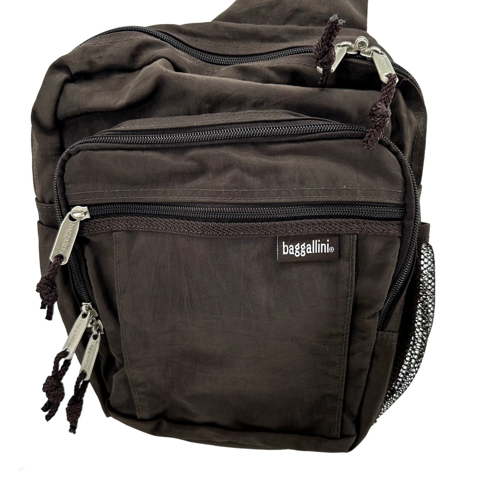 Baggallini Crossbody Sling Bag Pocket Adjustable Nylon Brown, Women's