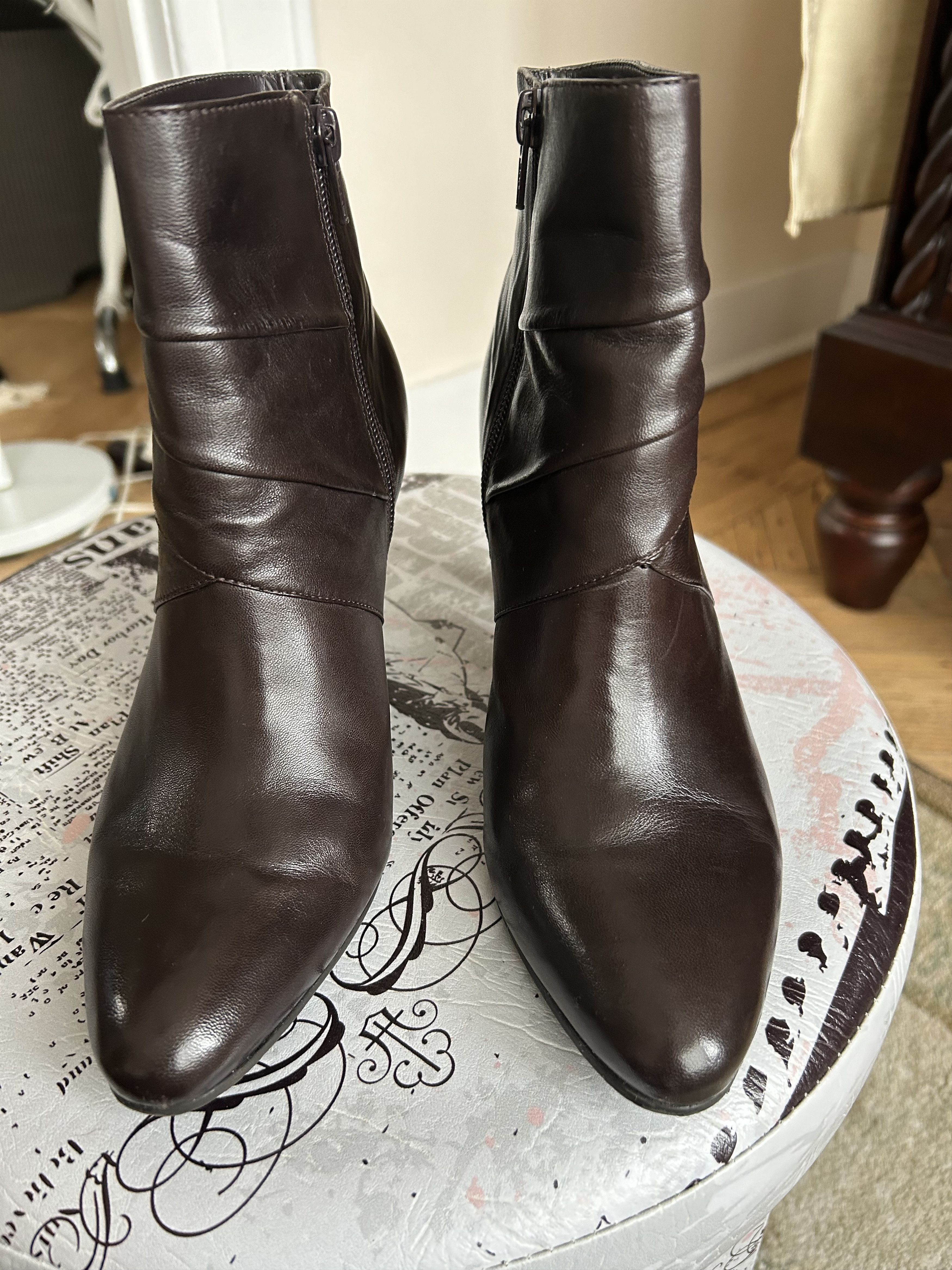 Other Antonio Melani Dark Brown Leather Ankle Booties 7.5 Heels Size US 7.5 / IT 37.5 - 2 Thumbnail