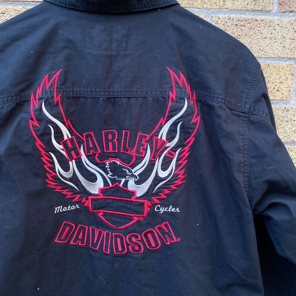 Harley Davidson × Vintage Vintage 90s Y2K Harley Davidson Embroidered Shirt Jacket Me Size US M / EU 48-50 / 2 - 6 Thumbnail