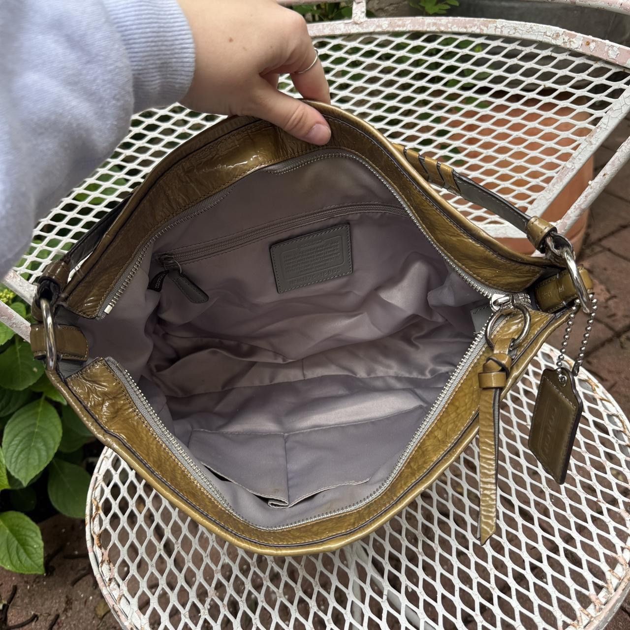 Coach Y2K Grey/Green Slouchy Coach Monogramed Shoulder Bag Size ONE SIZE - 6 Thumbnail
