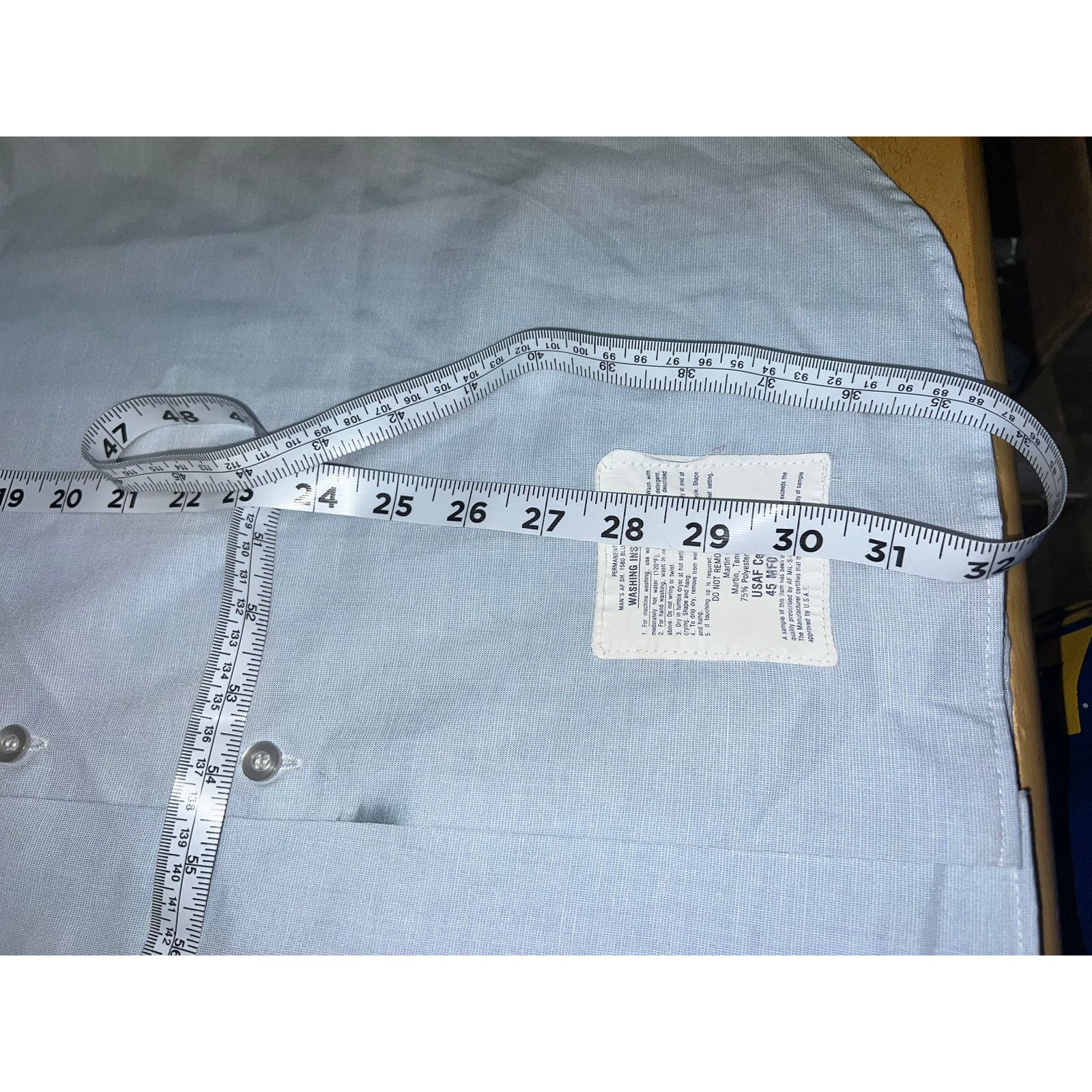 Vintage Vintage Air Force Shirt USAF 1580 Blue SS Epaulets 1983 Size US XL / EU 56 / 4 - 10 Thumbnail