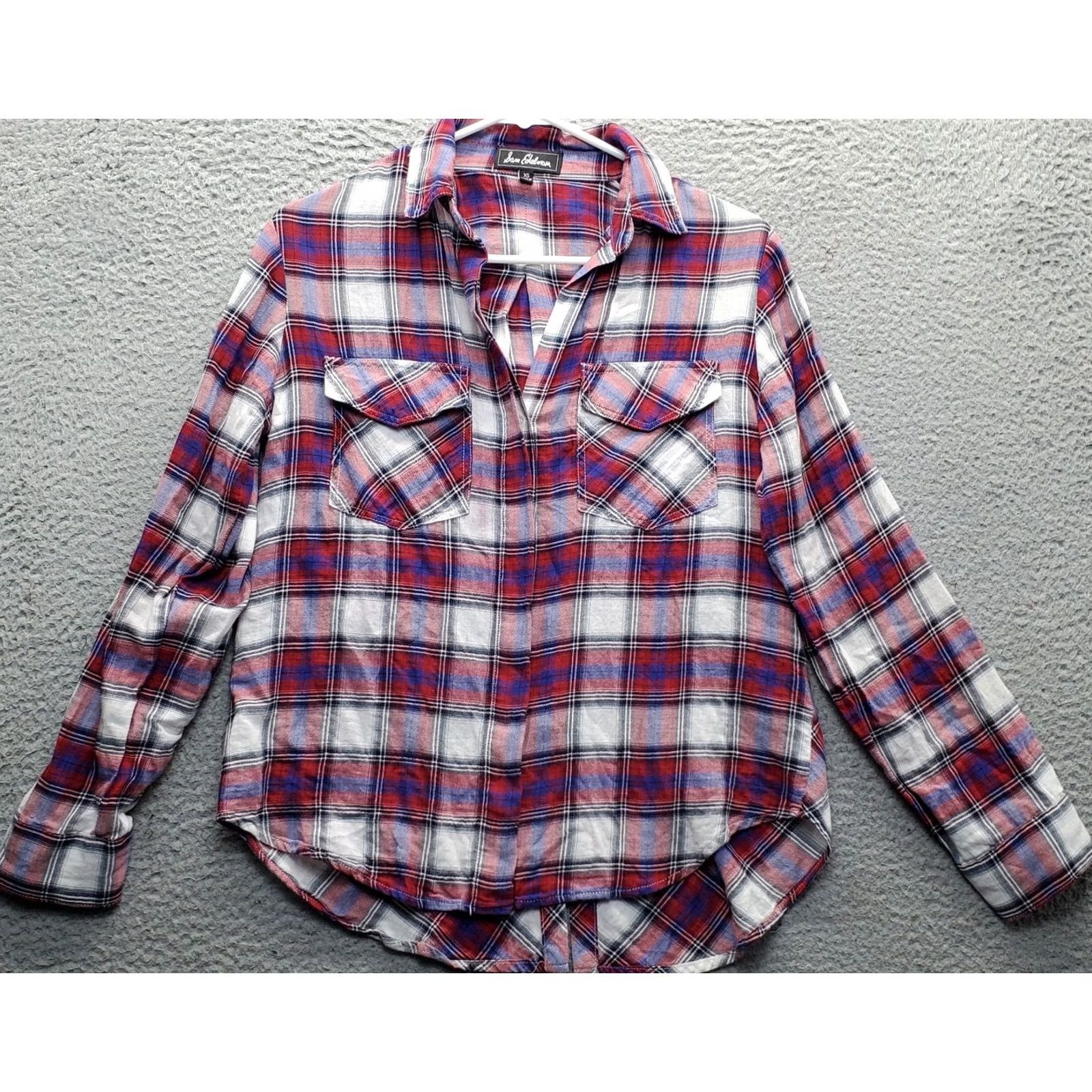 Sam Edelman Sam Edelman Western Shirt Womens XS Multi Plaid Roll Tab Sleeve Collar Button-Up Size XS / US 0-2 / IT 36-38 - 2 Thumbnail