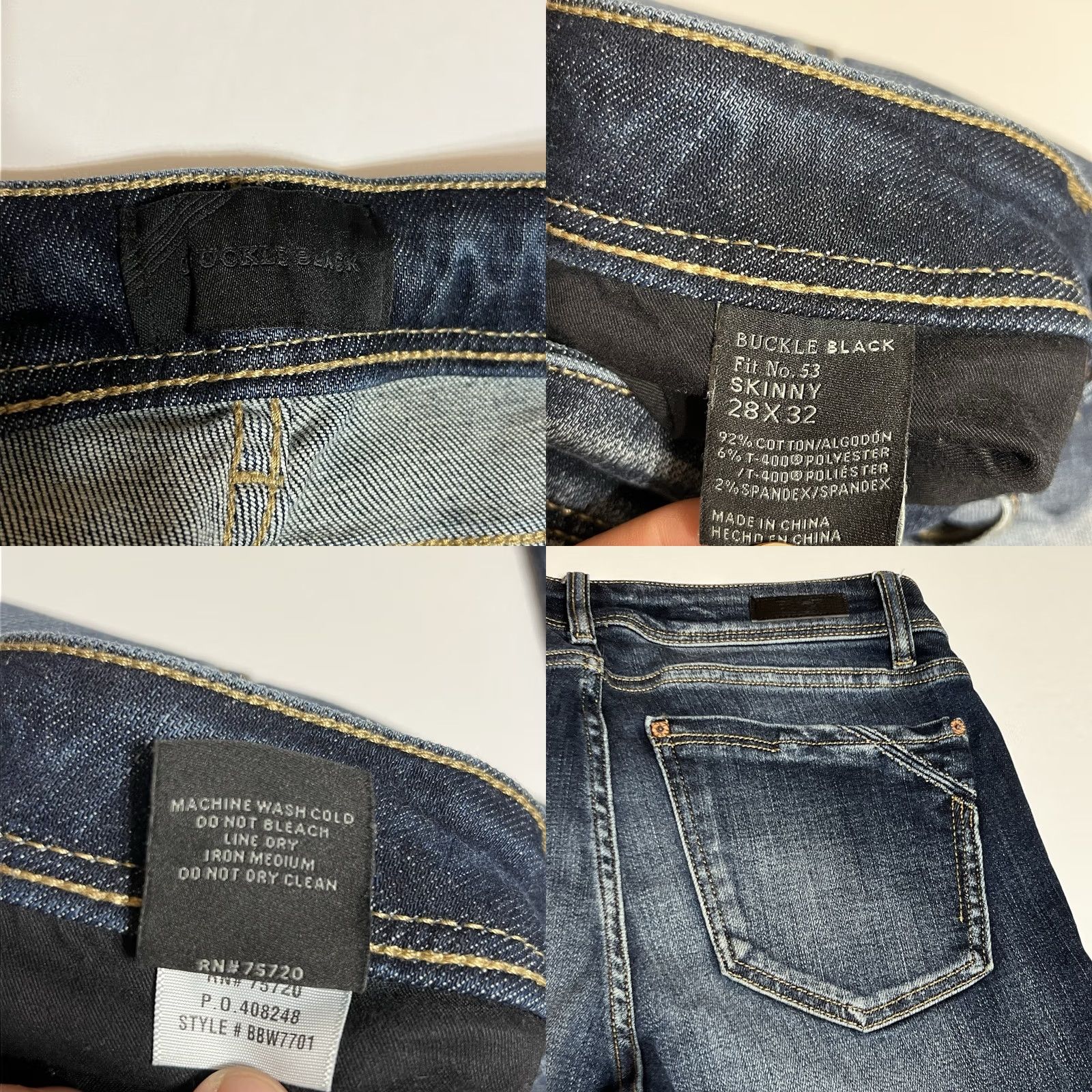 Buckle Black Buckle Black Jeans Womens Skinny 5-Pocket Denim Dark Blue Stretch Slimming 28x32 30x32 Regular Inseam 32 Machine Washable Everyday Wear Mens? Womens Size 28" / US 6 / IT 42 - 8 Thumbnail