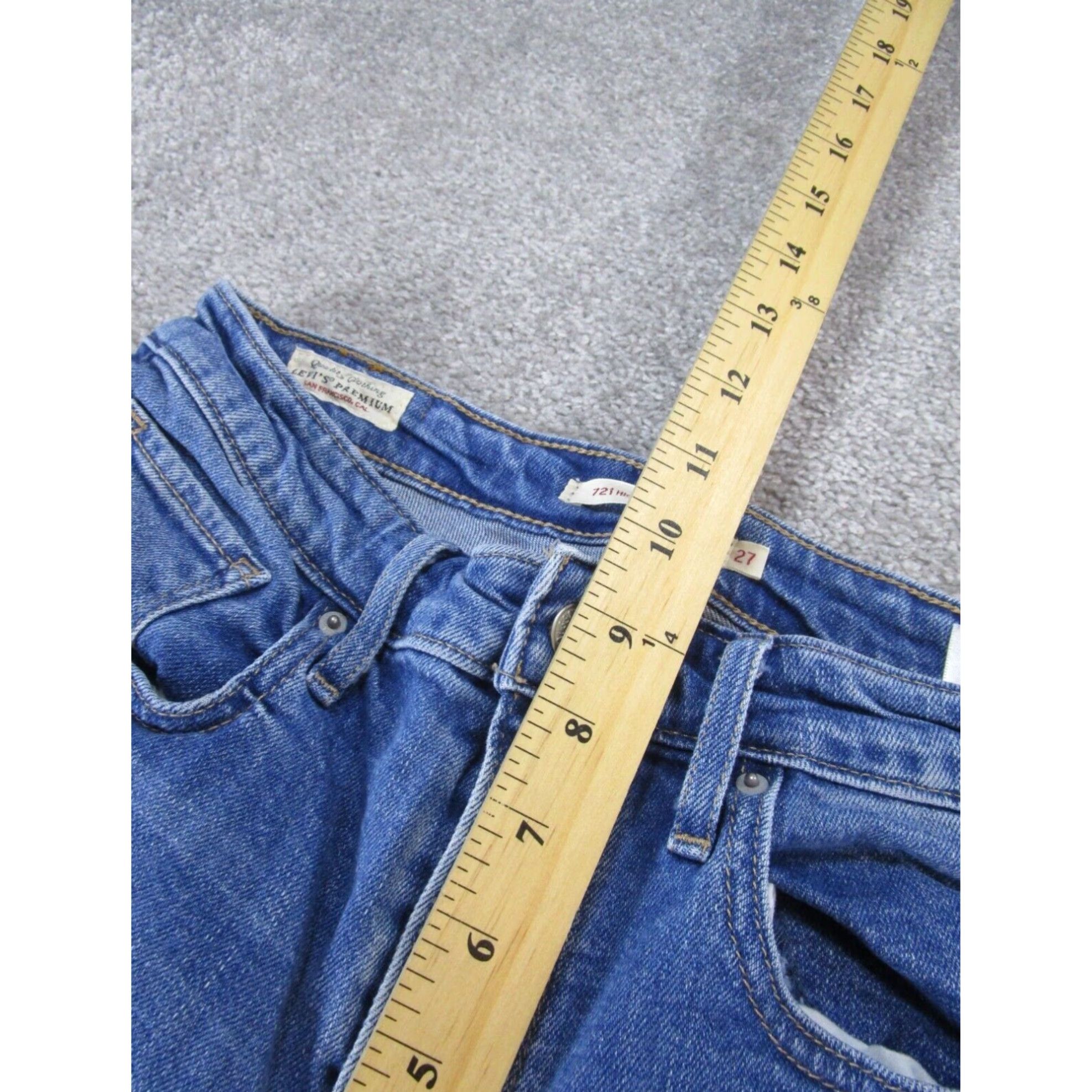 Levi's Levis 721 Skinny Jeans Women's Medium Wash Blue Denim Ripped Mid Rise 27 Size 27" / US 4 / IT 40 - 6 Thumbnail