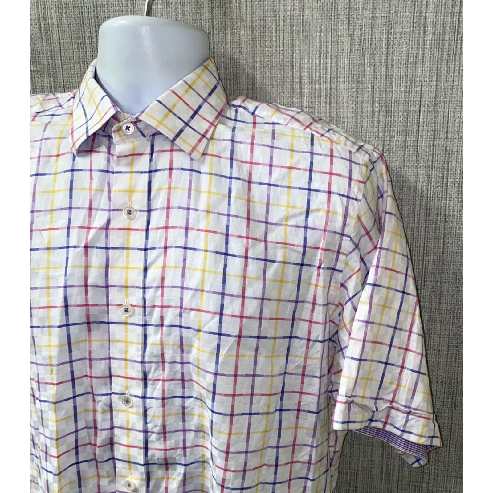 BUGATCHI Bugatchi Uomo Shirt Short Sleeve Multi Color Button-Front Size M Men Regular Colorful Button-Up Size US M / EU 48-50 / 2 - 2 Thumbnail