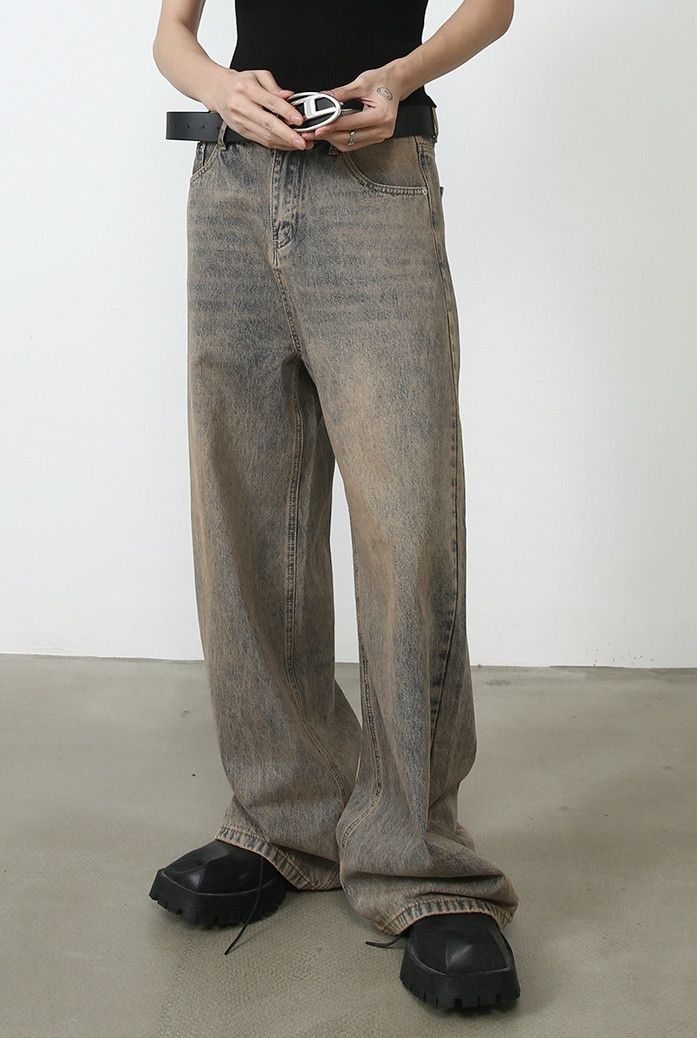 Japanese Brand × Jean Vintage washed distressed oversize jeans Size US 32 / EU 48 - 1 Thumbnail