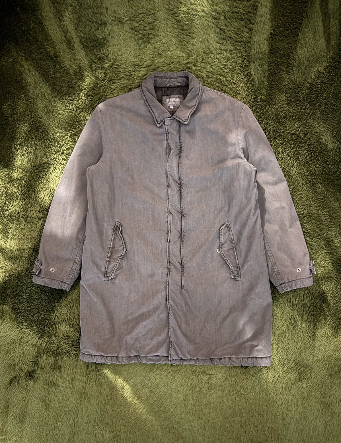 Japanese Brand [110] Series Washed Padded Snap Coat Jacket Grey Size US XL / EU 56 / 4 - 1 Thumbnail