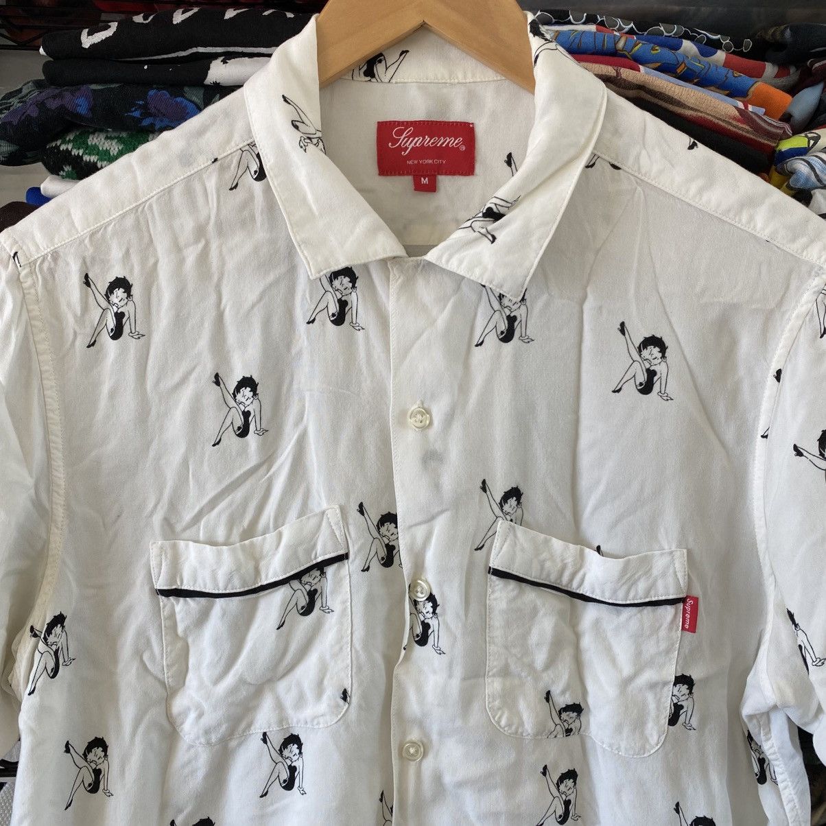Supreme Supreme Betty Boop Rayon Button Up Shirt White 2016 Size US M / EU 48-50 / 2 - 2 Thumbnail