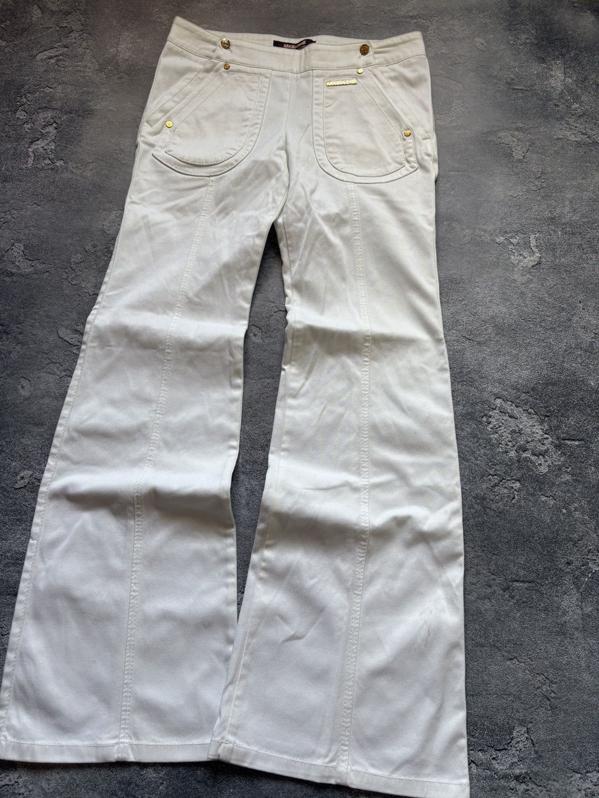 Roberto Cavalli Vintage Roberto Cavalli Luxury Women’s White Flared Pants Size 27" / US 4 / IT 40 - 3 Thumbnail