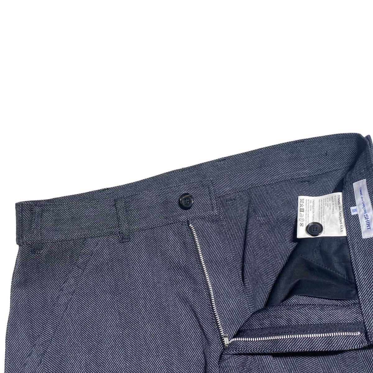 Comme des Garcons SHIRT Shorts Herringbone Cotton Half Pants Gray Size US 35 - 3 Thumbnail