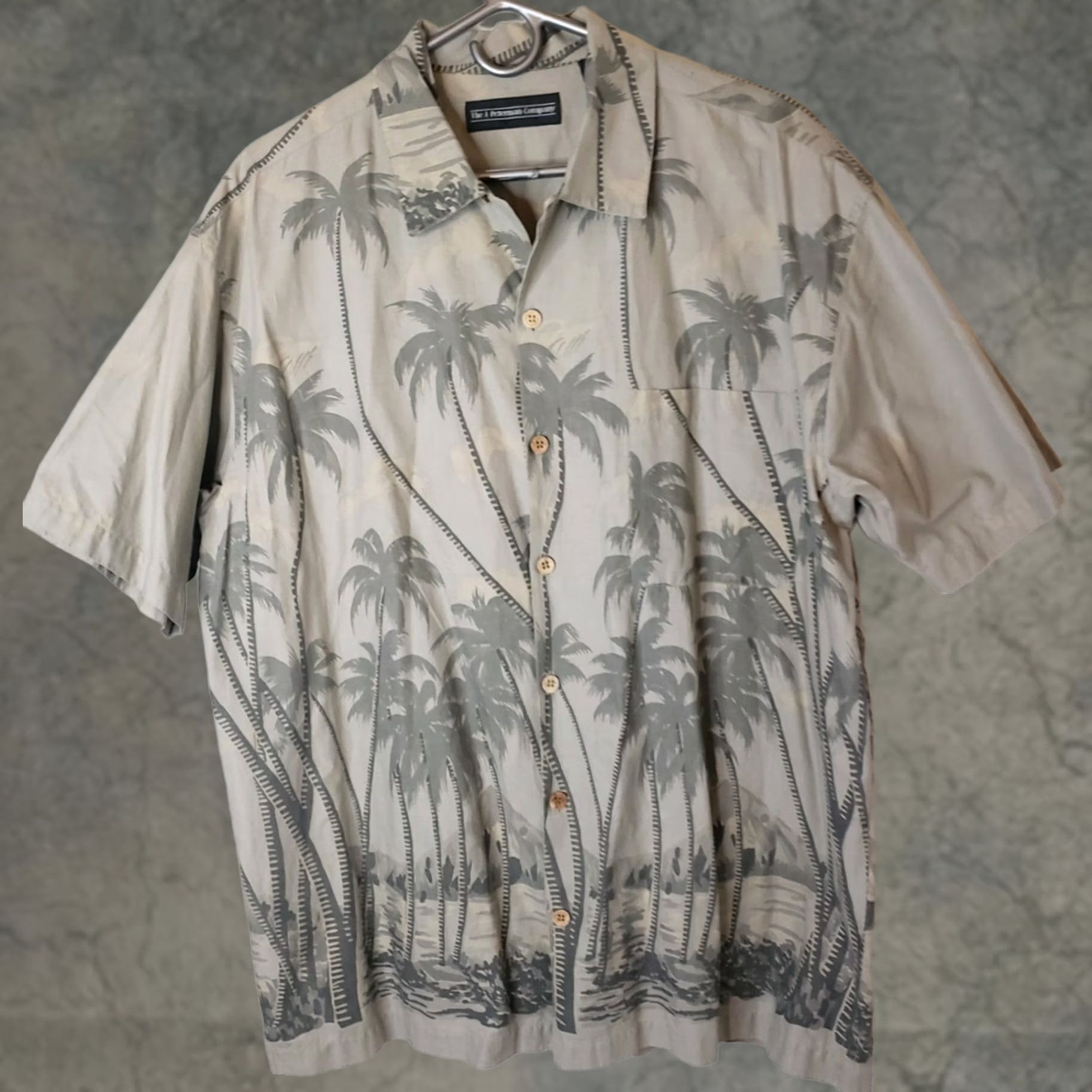 Vintage J Peterman Co. Shirt Men's M Beige Fade Palms Print Hawaiian Beach Camp Cotton Size US M / EU 48-50 / 2 - 1 Thumbnail