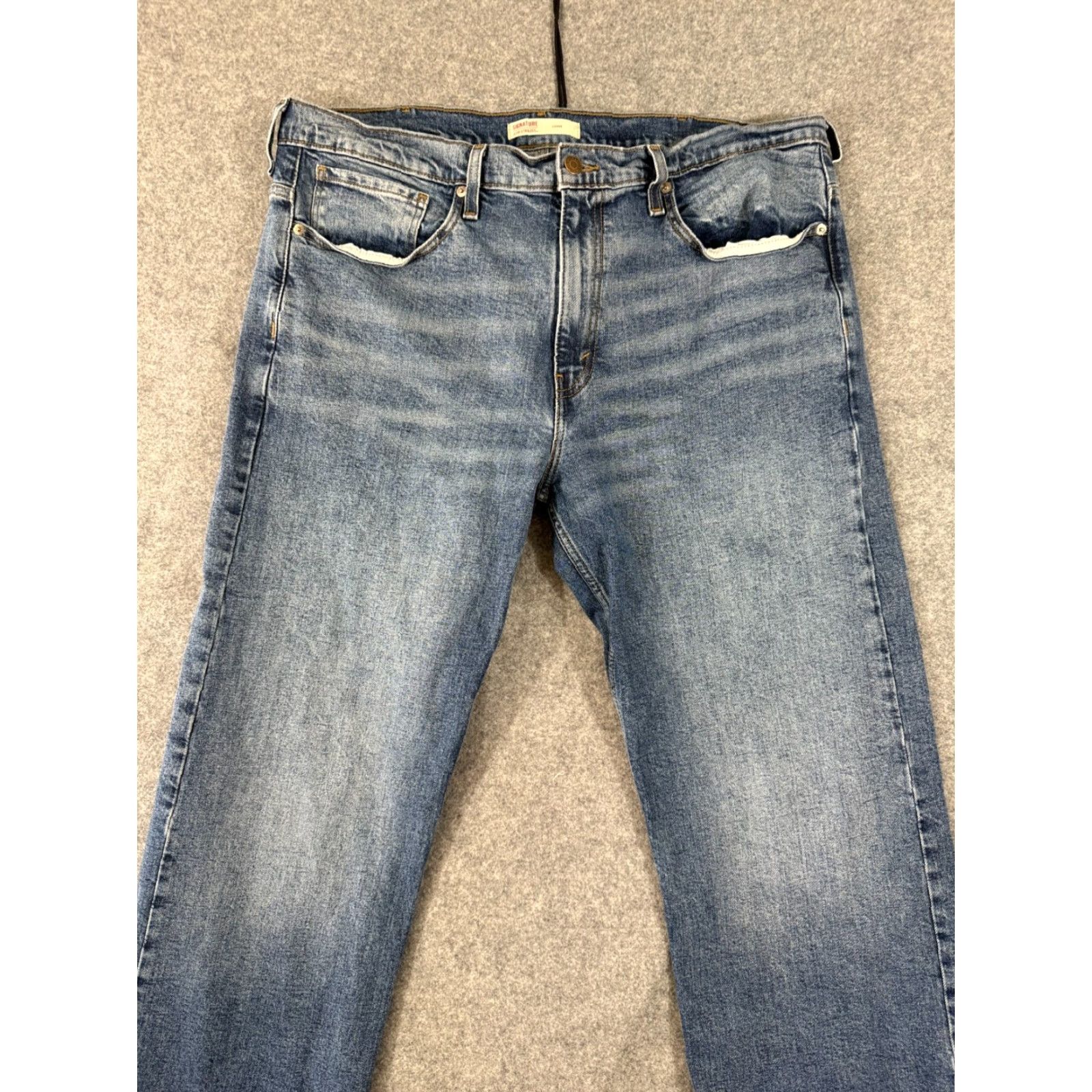 Levi's Levi's Signature Jeans Mens W38 L32 Blue Denim Loose Fit Straight Size US 38 / EU 54 - 4 Thumbnail