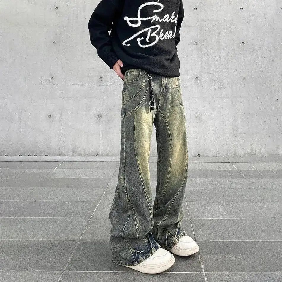 Japanese Brand Vintage Flared Jeans Men Wide Leg Baggy Size US 32 / EU 48 - 4 Thumbnail