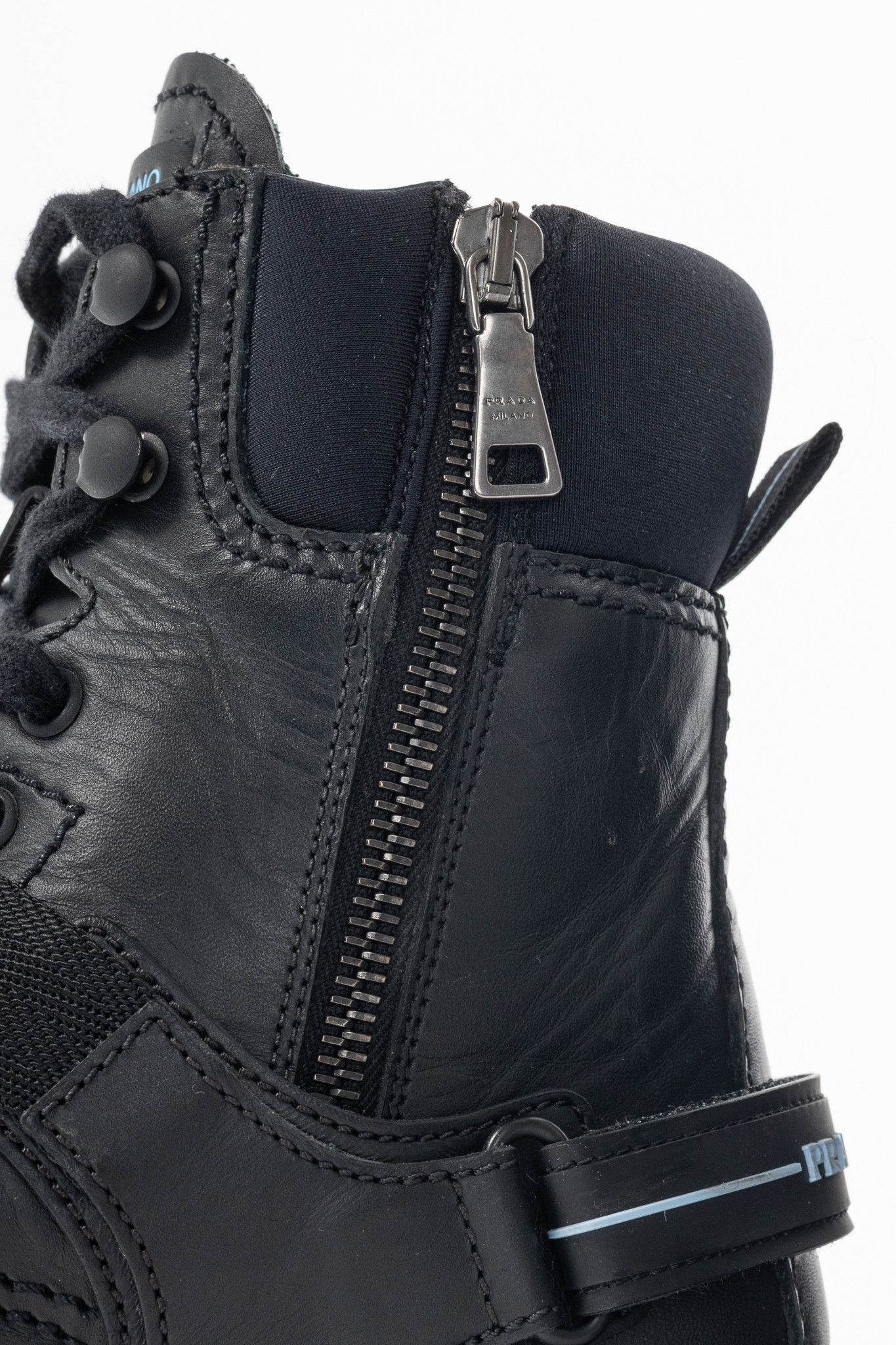Prada Prada AW18 Black Leather Clip-Detail Combat Boots Size US 6 / IT 36 - 11 Thumbnail
